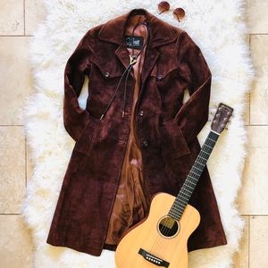 Vintage 60’s Long Brown Leather Rawhide Coat
